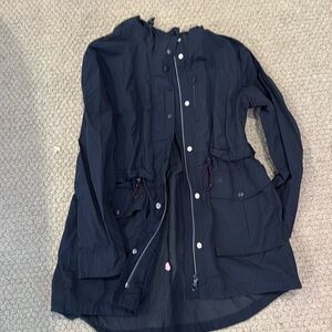 J Crew Navy Rain Coat. Size S.